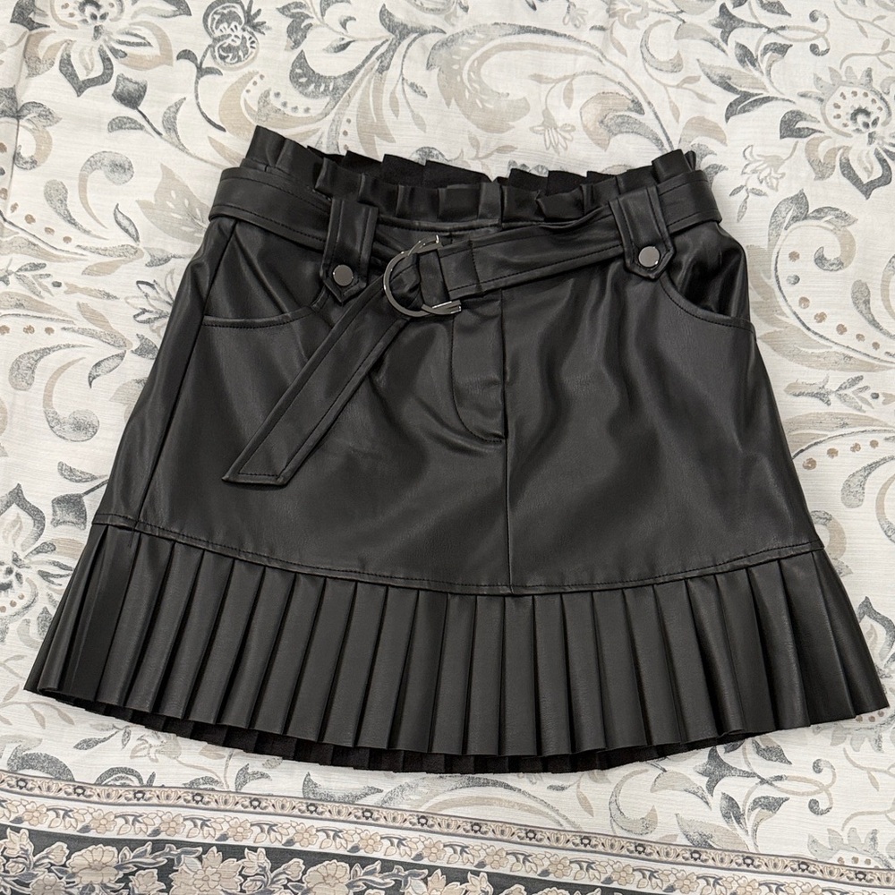 Zara Black Belted A-Line Skirt